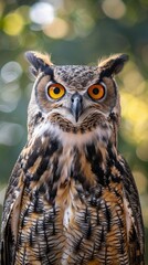 Fototapeta premium Great Horned Owl in Daylight Perch