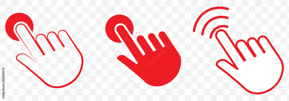 Poster cursor arrow icon set. click mouse, wed button symbol in vector flat. eps 10.