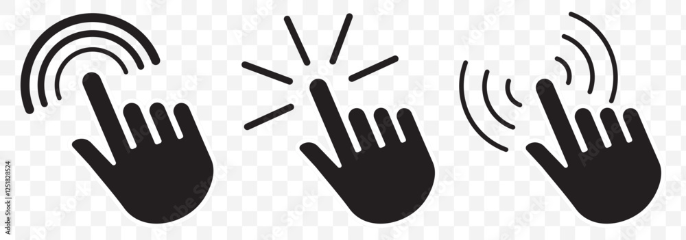 Poster cursor arrow icon set. click mouse, wed button symbol in vector flat. eps 10.