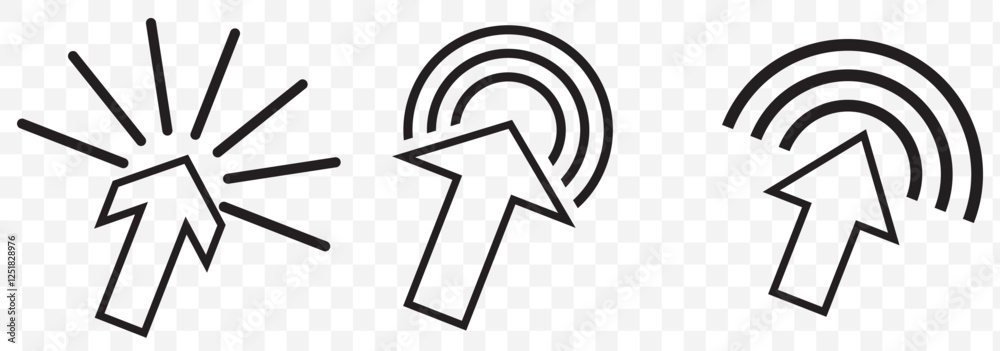 Poster click icon vector set. cursor pointer clicking symbol collection. press, touch and tap with finger s
