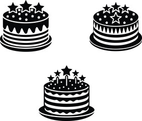Cake with stars and stripes decoration illustration