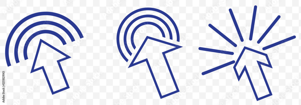 Poster click icon vector set. cursor pointer clicking symbol collection. press, touch and tap with finger s
