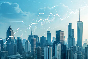 Obraz premium Urban Skyline Growth Chart Visualization
