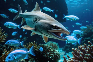 Fototapeta premium Rare Predators of Glowing Fish in the Hidden Depths of the Ocean