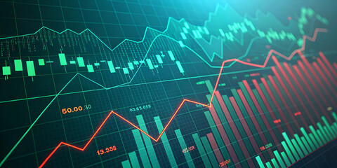 Naklejka premium Financial Data Graph Displayed On Screen Displaying Market Analysis
