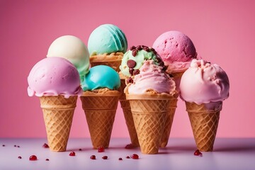 Vibrant and Flavorful Ice Cream Collection: A Selection of Tasty Colorful Ice Creams Isolated for Perfect Presentation | Generative AI