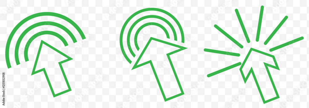 Poster click icon vector set. cursor pointer clicking symbol collection. press, touch and tap with finger s