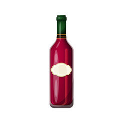 Bottle of wine isolate on a white background, hand drawing