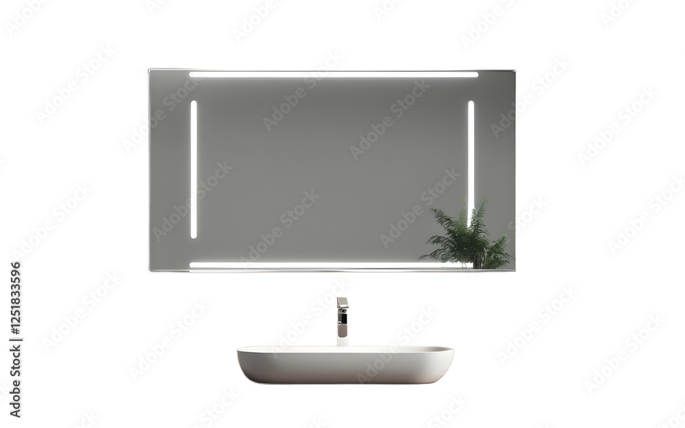Poster A modern smart mirror with a built-in LED light on a empty plain background