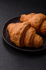 Sweet crispy croissants with chocolate filling