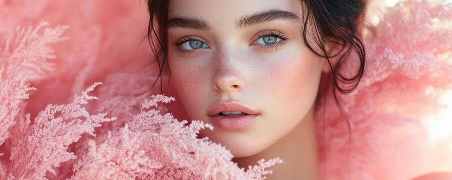 A confident influencer in pastel tones capturing the elegance and subtlety modern branding and personal identity