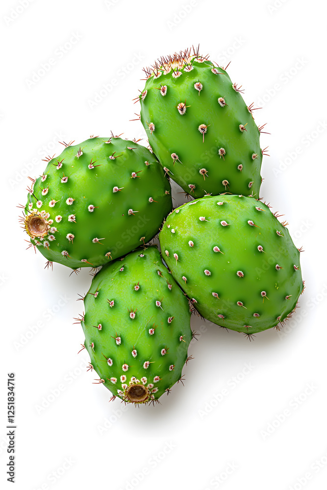 Wall mural Fresh Green Prickly Pear Fruit isolated on white
