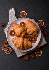 Sweet crispy croissants with chocolate filling