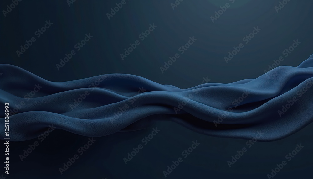 Aufkleber dark blue background with soft smooth silk fabric waves. elegant modern dark blue material wavy fold