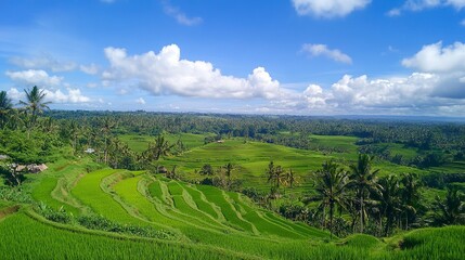 Exploring rice terrace farming bali nature photography lush green environment aerial view sustainable agriculture concept