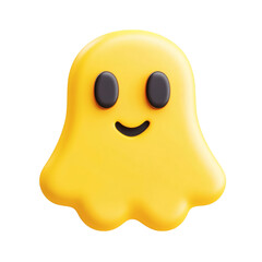 Bright Yellow Snapchat Ghost Icon Isolated on Transparent Background