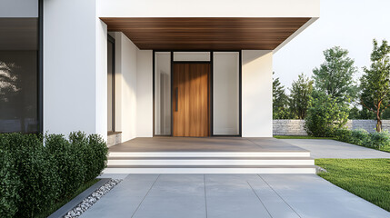 entrance to a modern house AI generative 