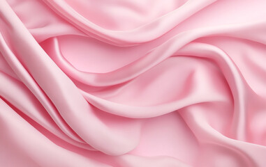 Fototapeta premium Abstract flowing silk fabric texture, beautiful satin background in peach pink