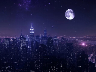 Naklejka premium Background: night city with bright neon lights, reflections on wet asphalt, urban atmosphere for modern projects and technological brands