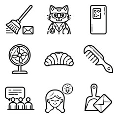 Essential Flat Icon Set Isolated On White Background