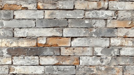 Old wall background with stained aged bricks