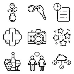 Essential Flat Icon Set Isolated On White Background