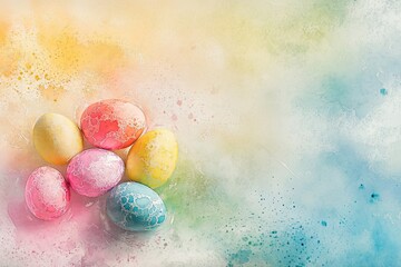 Colorful Easter eggs arranged on a pastel background celebrating spring and festive traditions