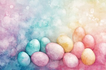 Colorful easter eggs arranged creatively on a soft pastel background for spring celebrations
