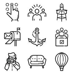 Essential Flat Icon Set Isolated On White Background