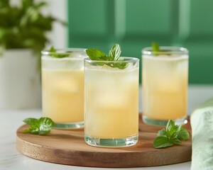 Mini margarita shots on rustic table with festive decor, party vibes, National Margarita Day