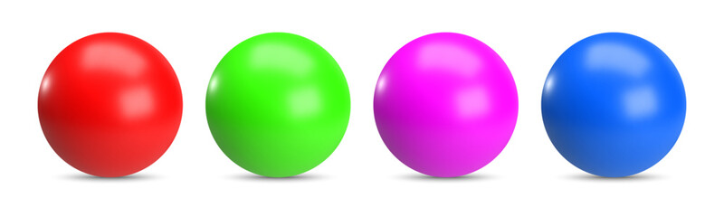 Collection of colorful 3d spheres isolated on white