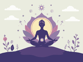 Mindfulness and Meditation Vector Illustration for Mental Health