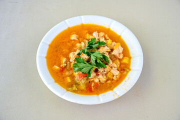 Sauteed chicken with carrots and peas . Turkish ; Tavuk Sote 
