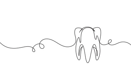 Tooth line art illustration isolated on transparent background eps 10