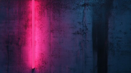 Cement wall with neon light on dark background