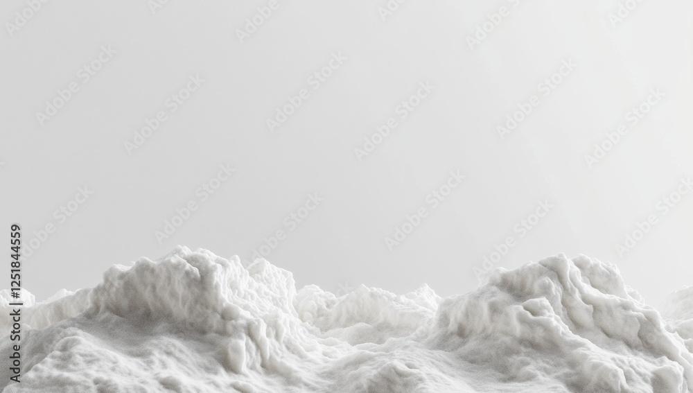 Aufkleber soft snow accumulating on white background creating abstract winter landscape