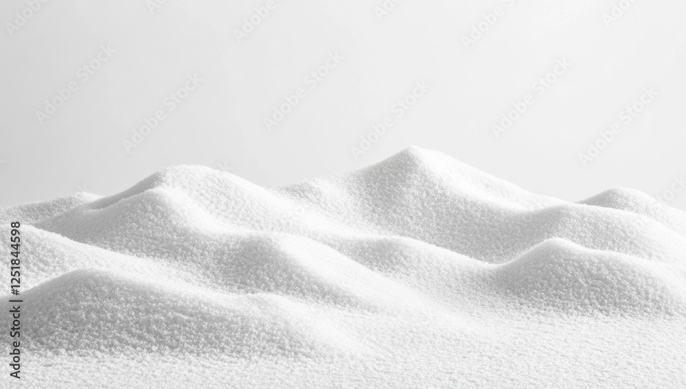 Poster snow forming soft and rounded hills on a white background