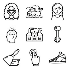 Essential Flat Icon Set Isolated On White Background