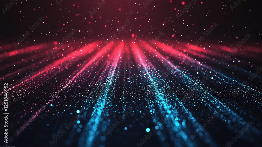 Poster Abstract background with red and blue glowing particles creating a starburst effect