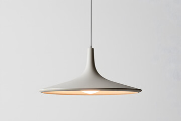 Fototapeta premium A modern grey pendant light hanging isolated on grey background 