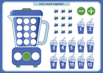 Blueberry Blender Counting Game Worksheet for Kids