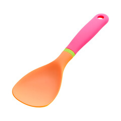 Vibrant Silicone Dough Scraper in Pink and Green Paddle Isolated on Transparent Background
