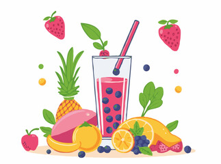 Vibrant Smoothie Ingredients Vector Illustration for Wellness