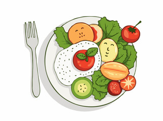 Healthy Plate Composition Vector Design with Balanced Diet