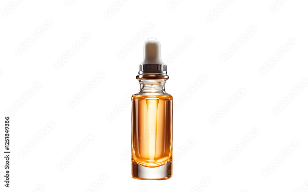 Poster a sleek glass dropper bottle of vitamin c serum on a empty plain background