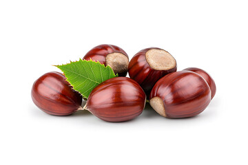 Obraz premium Heap of chestnuts isolated on white backdrop