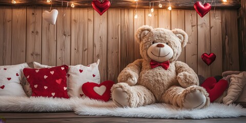 Creative arrangement of white paper hearts on a vibrant red background, symbolizing love, passion, and creative minimalistic design