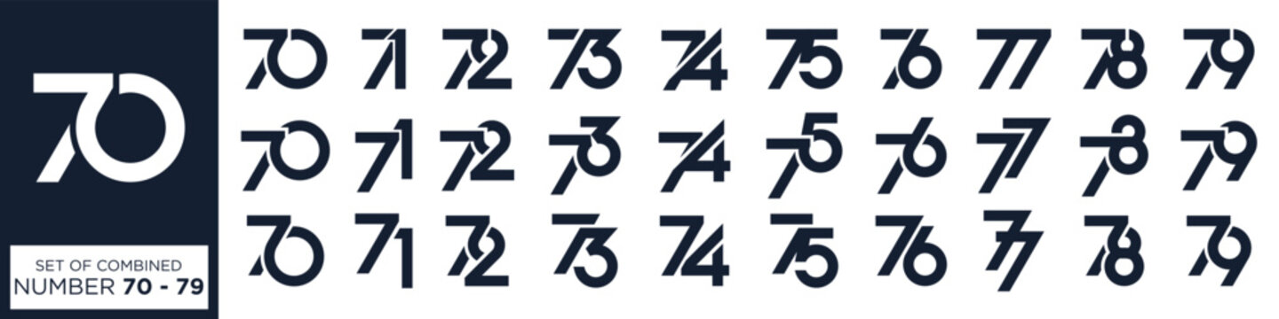 collection of creative number 70 logo designs. abstract number design vector illustration