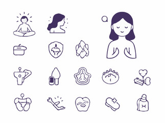 Fototapeta premium Self-Care Routine Icons for Wellness and Mental Health Awareness