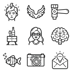 Essential Flat Icon Set Isolated On White Background